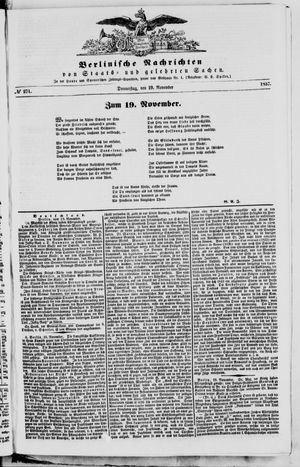 Berlinische Nachrichten von Staats- und gelehrten Sachen vom 19.11.1857