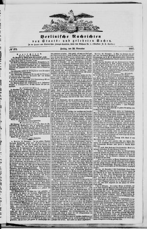 Berlinische Nachrichten von Staats- und gelehrten Sachen vom 20.11.1857