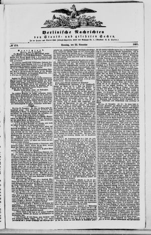 Berlinische Nachrichten von Staats- und gelehrten Sachen vom 22.11.1857