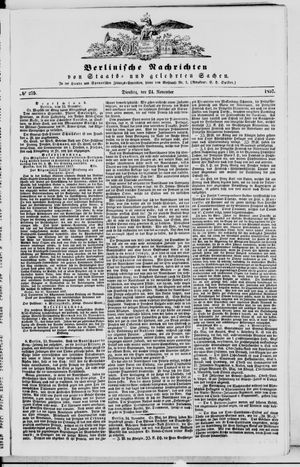 Berlinische Nachrichten von Staats- und gelehrten Sachen vom 24.11.1857