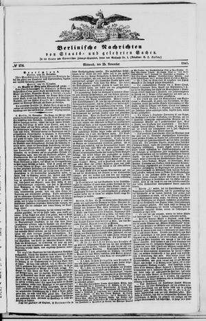 Berlinische Nachrichten von Staats- und gelehrten Sachen vom 25.11.1857