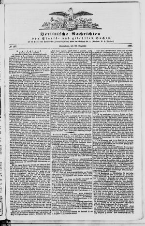 Berlinische Nachrichten von Staats- und gelehrten Sachen vom 19.12.1857
