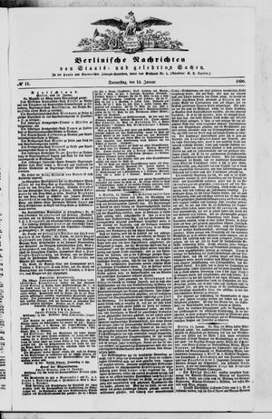 Berlinische Nachrichten von Staats- und gelehrten Sachen vom 14.01.1858