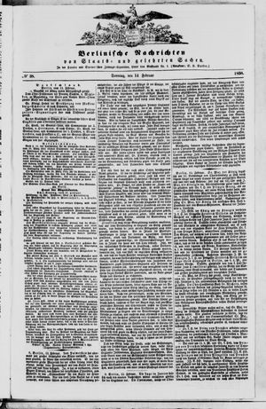 Berlinische Nachrichten von Staats- und gelehrten Sachen on Feb 14, 1858