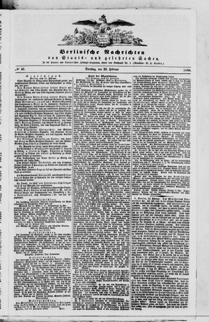 Berlinische Nachrichten von Staats- und gelehrten Sachen on Feb 23, 1858