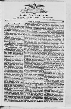 Berlinische Nachrichten von Staats- und gelehrten Sachen vom 24.02.1858