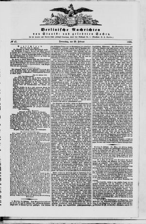 Berlinische Nachrichten von Staats- und gelehrten Sachen vom 25.02.1858