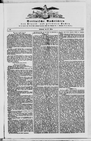 Berlinische Nachrichten von Staats- und gelehrten Sachen vom 17.03.1858