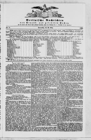 Berlinische Nachrichten von Staats- und gelehrten Sachen vom 25.03.1858