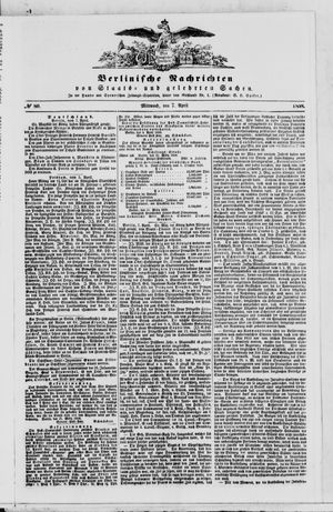Berlinische Nachrichten von Staats- und gelehrten Sachen on Apr 7, 1858