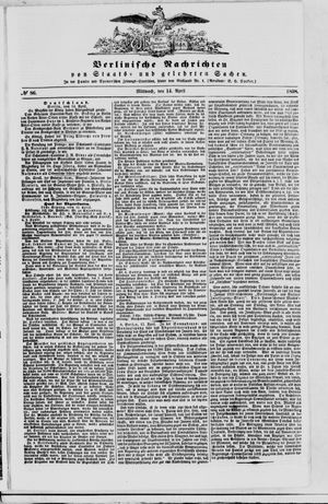 Berlinische Nachrichten von Staats- und gelehrten Sachen on Apr 14, 1858