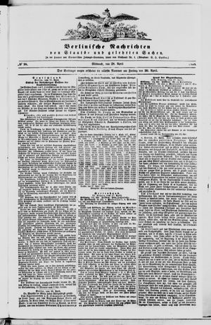 Berlinische Nachrichten von Staats- und gelehrten Sachen vom 28.04.1858
