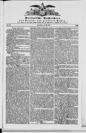 Berlinische Nachrichten von Staats- und gelehrten Sachen vom 22.05.1858
