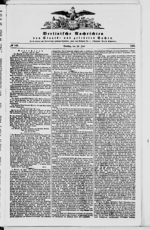 Berlinische Nachrichten von Staats- und gelehrten Sachen vom 22.06.1858