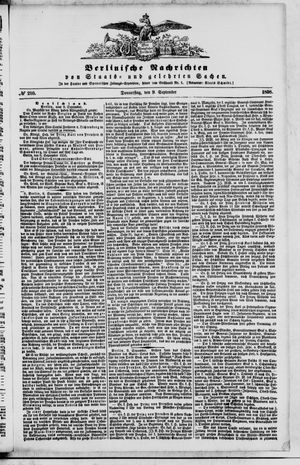 Berlinische Nachrichten von Staats- und gelehrten Sachen vom 09.09.1858