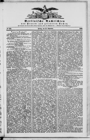 Berlinische Nachrichten von Staats- und gelehrten Sachen vom 24.09.1858