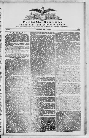 Berlinische Nachrichten von Staats- und gelehrten Sachen vom 07.10.1858