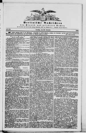 Berlinische Nachrichten von Staats- und gelehrten Sachen vom 23.11.1858