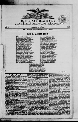 Berlinische Nachrichten von Staats- und gelehrten Sachen vom 01.01.1859