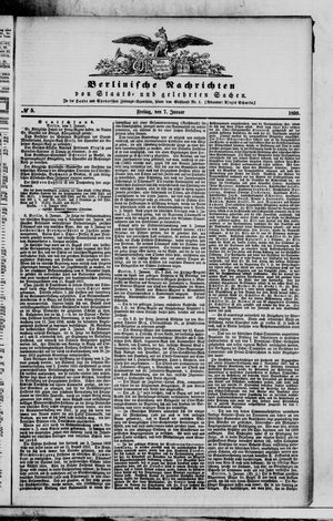 Berlinische Nachrichten von Staats- und gelehrten Sachen vom 07.01.1859