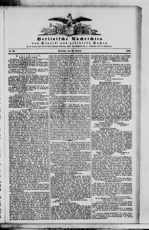 Berlinische Nachrichten von Staats- und gelehrten Sachen vom 23.01.1859