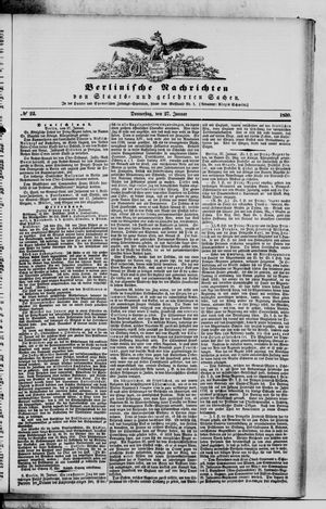Berlinische Nachrichten von Staats- und gelehrten Sachen vom 27.01.1859