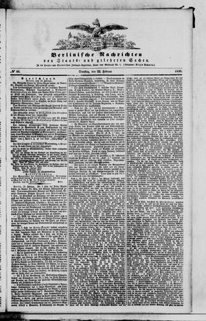 Berlinische Nachrichten von Staats- und gelehrten Sachen vom 22.02.1859