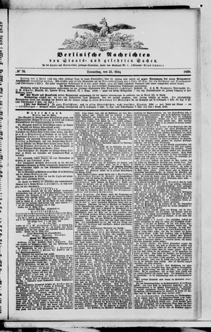 Berlinische Nachrichten von Staats- und gelehrten Sachen vom 31.03.1859