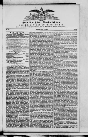Berlinische Nachrichten von Staats- und gelehrten Sachen on Apr 3, 1859