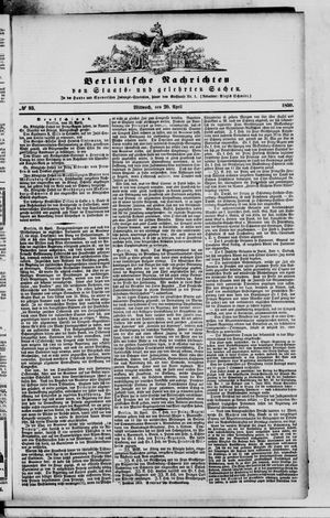 Berlinische Nachrichten von Staats- und gelehrten Sachen vom 20.04.1859