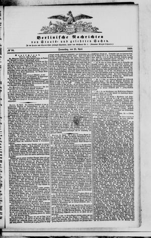 Berlinische Nachrichten von Staats- und gelehrten Sachen vom 21.04.1859