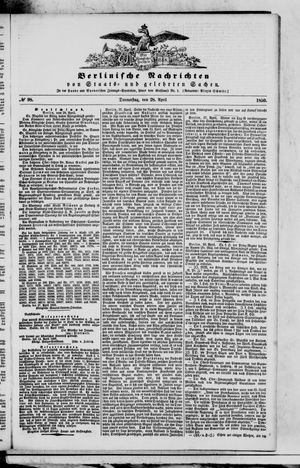 Berlinische Nachrichten von Staats- und gelehrten Sachen vom 28.04.1859