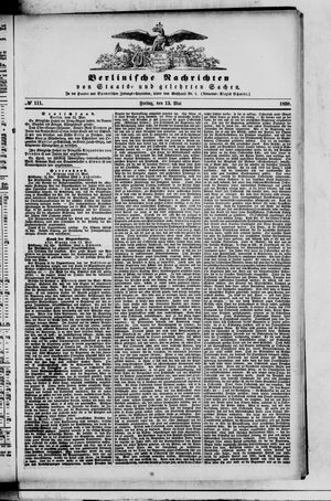 Berlinische Nachrichten von Staats- und gelehrten Sachen on May 13, 1859