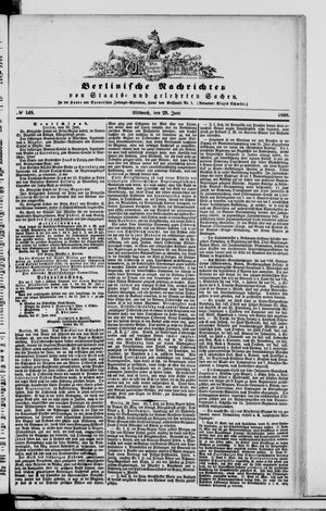 Berlinische Nachrichten von Staats- und gelehrten Sachen vom 29.06.1859