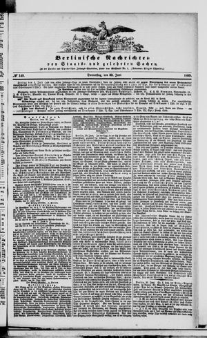 Berlinische Nachrichten von Staats- und gelehrten Sachen vom 30.06.1859