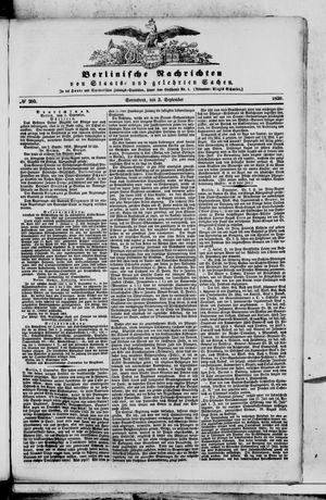 Berlinische Nachrichten von Staats- und gelehrten Sachen on Sep 3, 1859