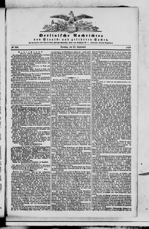 Berlinische Nachrichten von Staats- und gelehrten Sachen vom 27.09.1859