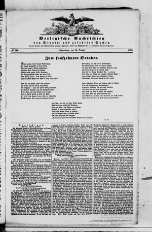 Berlinische Nachrichten von Staats- und gelehrten Sachen vom 15.10.1859