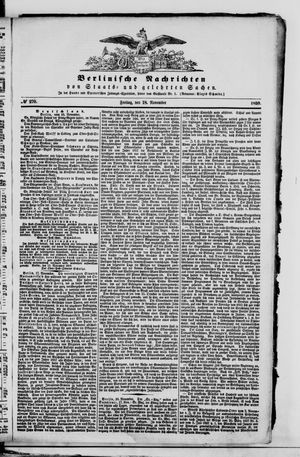Berlinische Nachrichten von Staats- und gelehrten Sachen vom 18.11.1859