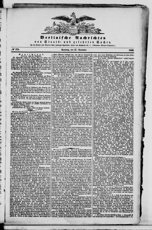 Berlinische Nachrichten von Staats- und gelehrten Sachen vom 27.11.1859