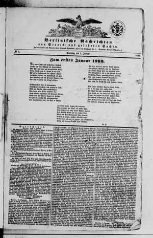 Berlinische Nachrichten von Staats- und gelehrten Sachen vom 01.01.1860