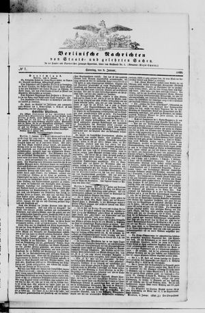 Berlinische Nachrichten von Staats- und gelehrten Sachen vom 08.01.1860