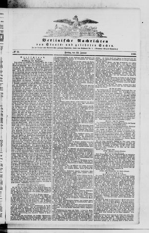 Berlinische Nachrichten von Staats- und gelehrten Sachen vom 13.01.1860
