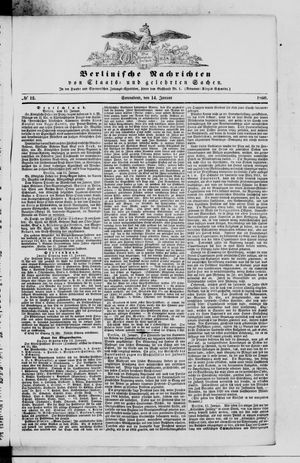 Berlinische Nachrichten von Staats- und gelehrten Sachen vom 14.01.1860