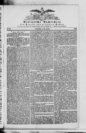 Berlinische Nachrichten von Staats- und gelehrten Sachen vom 19.01.1860
