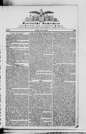 Berlinische Nachrichten von Staats- und gelehrten Sachen vom 27.01.1860