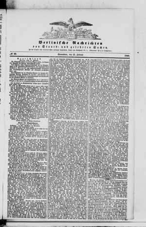 Berlinische Nachrichten von Staats- und gelehrten Sachen vom 11.02.1860
