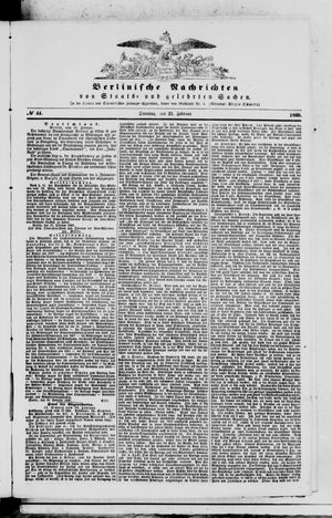 Berlinische Nachrichten von Staats- und gelehrten Sachen vom 21.02.1860