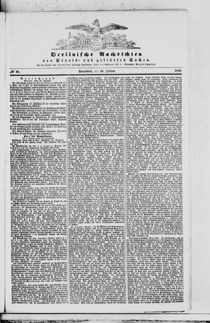 Berlinische Nachrichten von Staats- und gelehrten Sachen vom 25.02.1860