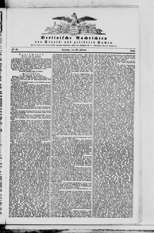 Berlinische Nachrichten von Staats- und gelehrten Sachen vom 26.02.1860